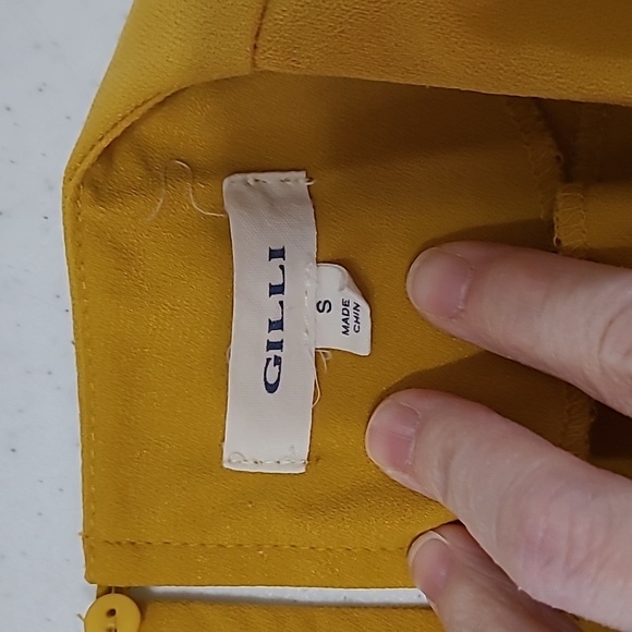 Gilli women's mustard gold 3/4 length ruffled sleeve dress size Small - Picture 6 of 11